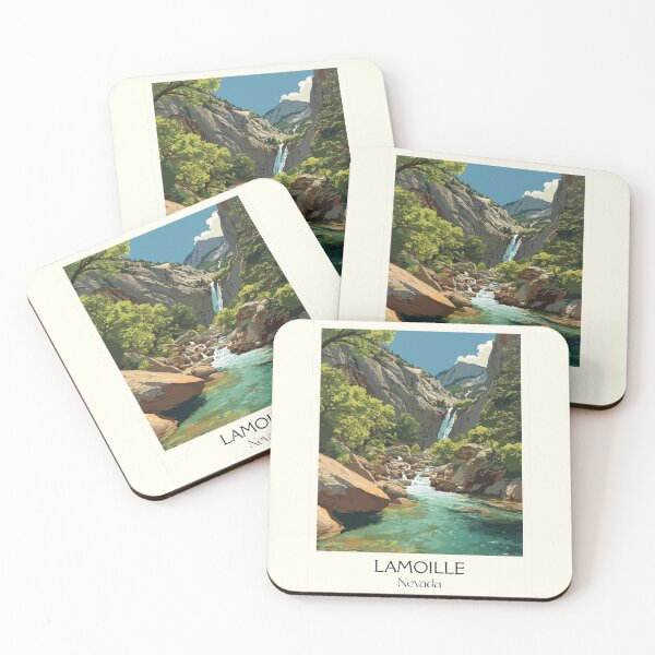 Item preview, Lamoille Canyon Nevada Poster | Vintage Ruby Mountains & Waterfall Wall Art designed and sold by TuncGK.