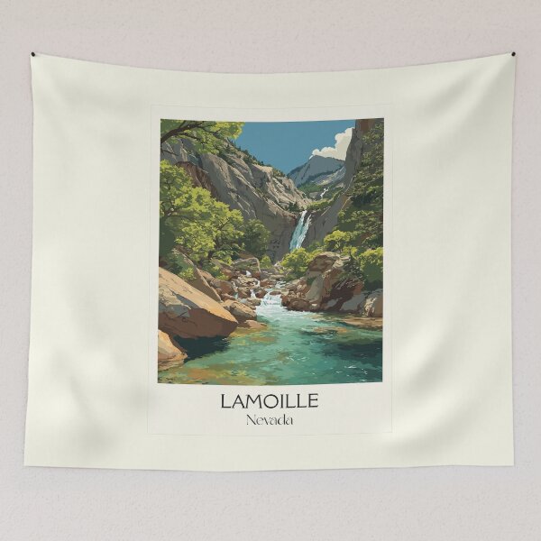Item preview, Lamoille Canyon Nevada Poster | Vintage Ruby Mountains & Waterfall Wall Art designed and sold by TuncGK.