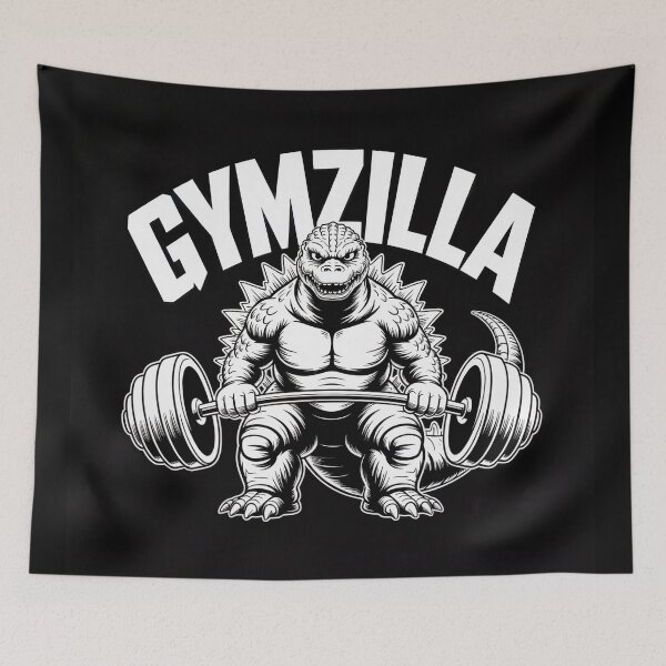Item preview, GYMZILLA – Bodybuilder Godzilla Weightlifting Illustration by kartick dutta  designed and sold by KARTICK DUTTA.