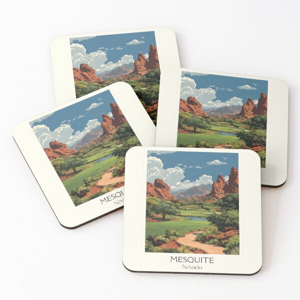 Item preview, Mesquite Nevada Travel Poster | Vintage Desert Golf & Red Rock Mesa Art designed and sold by TuncGK.