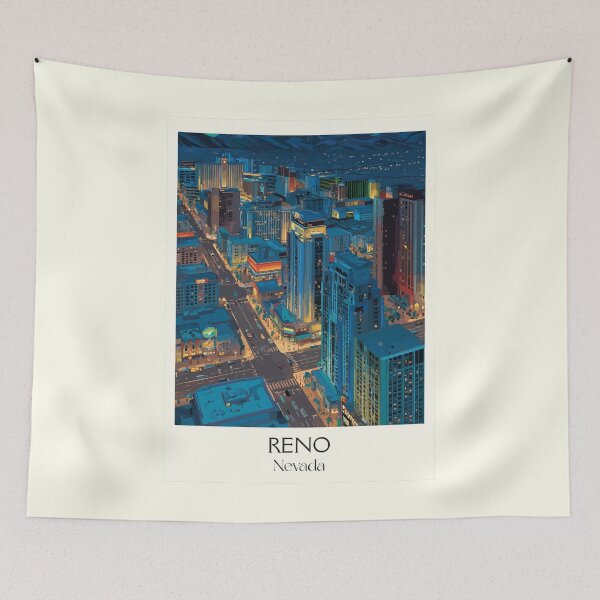 Item preview, Reno Nevada Travel Poster | Vintage Biggest Little City & Downtown Lights Art designed and sold by TuncGK.