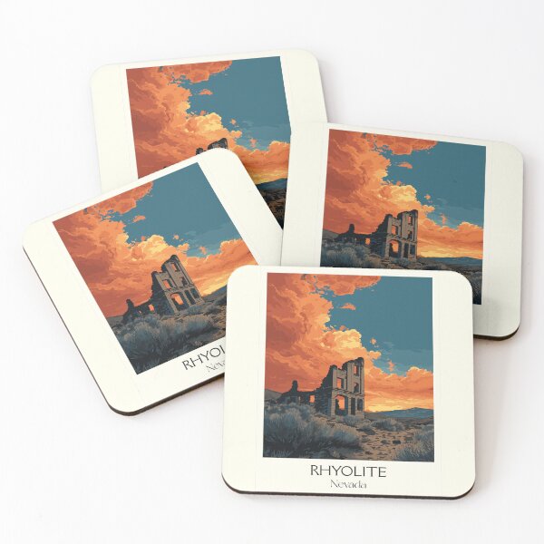 Item preview, Rhyolite Nevada Travel Poster | Vintage Ghost Town & Gold Rush Ruins Wall Art designed and sold by TuncGK.