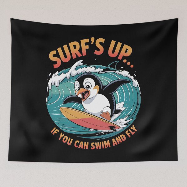 Item preview, Surfing penguin - sarcastic penguin - penguin sports - cute penguin - arcastic animal - hilarious penguin -  sarcastic workout  -penguin sports fan designed and sold by JansenGS.