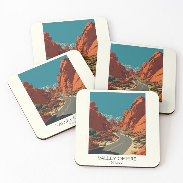 Item preview, Valley of Fire State Park Poster | Vintage Nevada Red Rock Road Trip Art designed and sold by TuncGK.