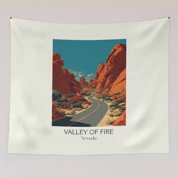 Item preview, Valley of Fire State Park Poster | Vintage Nevada Red Rock Road Trip Art designed and sold by TuncGK.