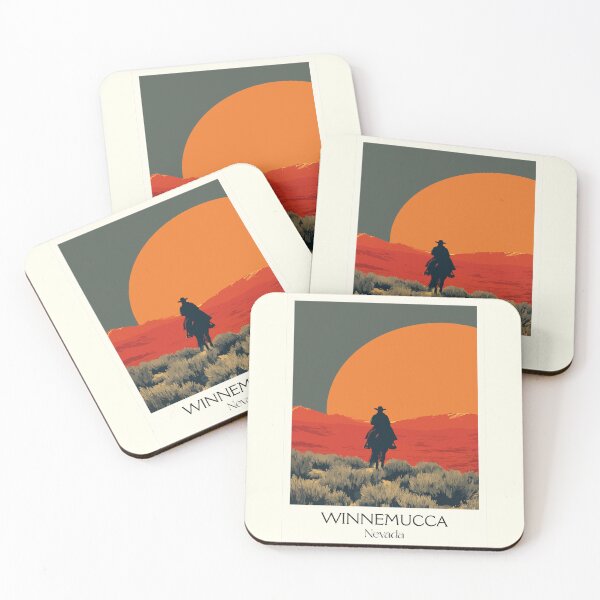 Item preview, Winnemucca Nevada Travel Poster | Vintage Cowboy & Great Basin Sunset Art designed and sold by TuncGK.