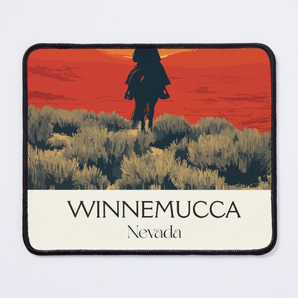 Item preview, Winnemucca Nevada Travel Poster | Vintage Cowboy & Great Basin Sunset Art designed and sold by TuncGK.