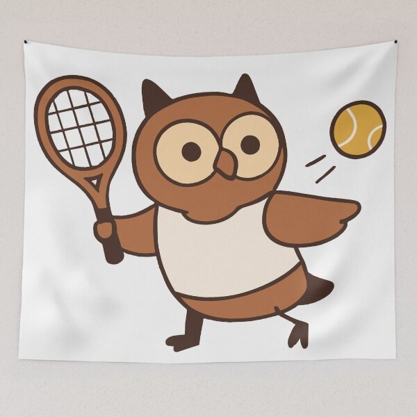 Item preview, Cute owl play tennis designed and sold by DKunic.