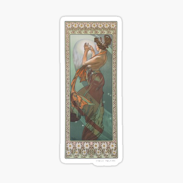 HD. The Moon and the Stars, (number 3 from serie of 4) by Alphonse Mucha (1902) HIGH DEFINITION Sticker