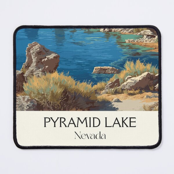 Item preview, Pyramid Lake Nevada Travel Poster | Vintage Tufa Formations Wall Art designed and sold by TuncGK.
