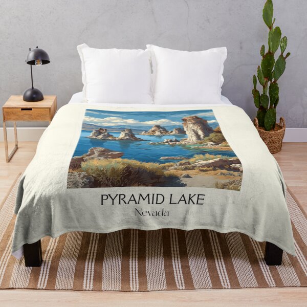 Item preview, Pyramid Lake Nevada Travel Poster | Vintage Tufa Formations Wall Art designed and sold by TuncGK.