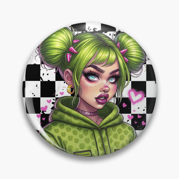 Item preview, Green Hoodie Chick With Green Space Buns designed and sold by Kitty Quinn Of Wonder Design's.