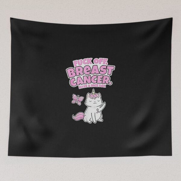 Item preview, Canker-Unicorn-Cat-Butterfly-Funny-Fuck-Off-Breast-Cancer designed and sold by giptrocac.