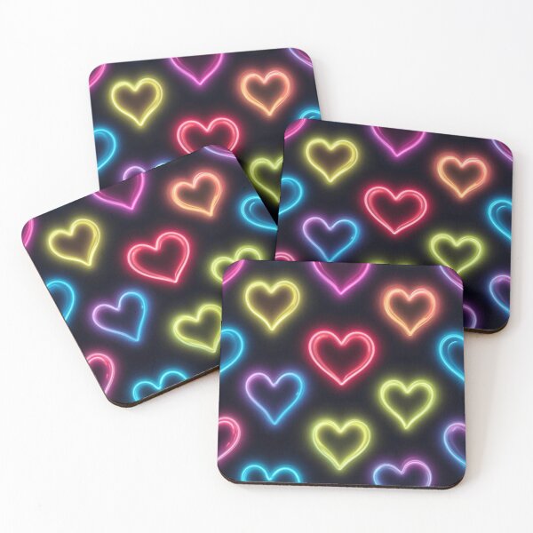 Item preview, Neon Hearts Glow Against Black designed and sold by InezPhotography.