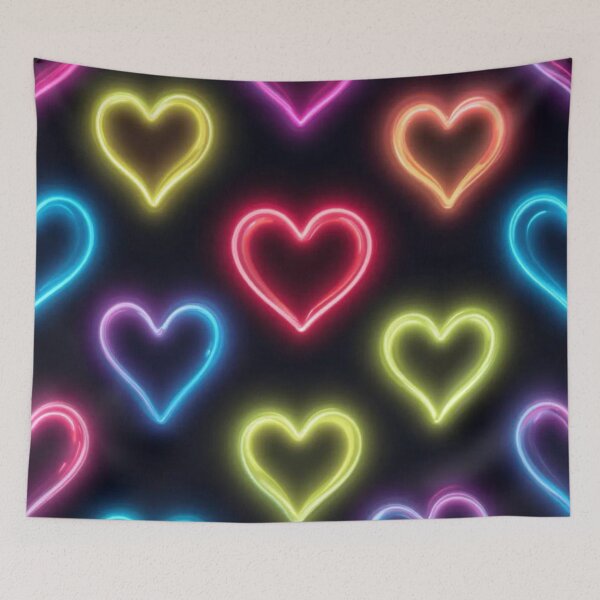 Item preview, Neon Hearts Glow Against Black designed and sold by InezPhotography.