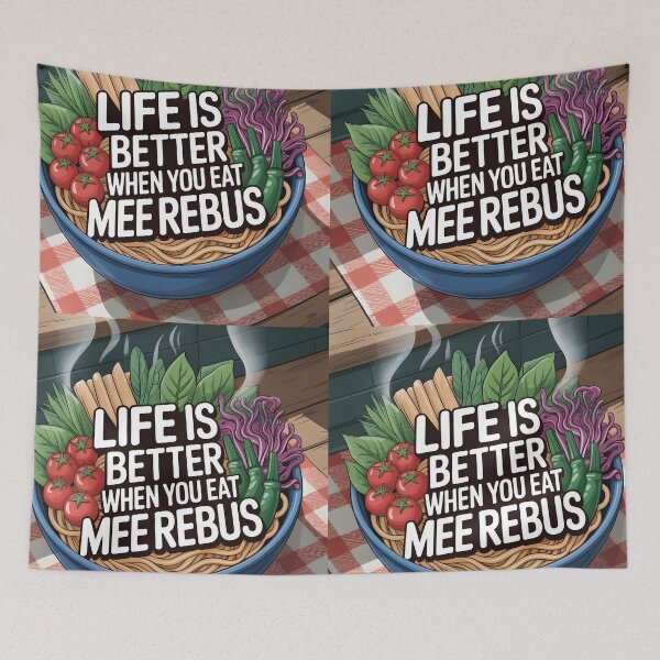 Item preview, Life is better when You eat Mee Rebus – Food Illustration designed and sold by EmeraldeaArt.