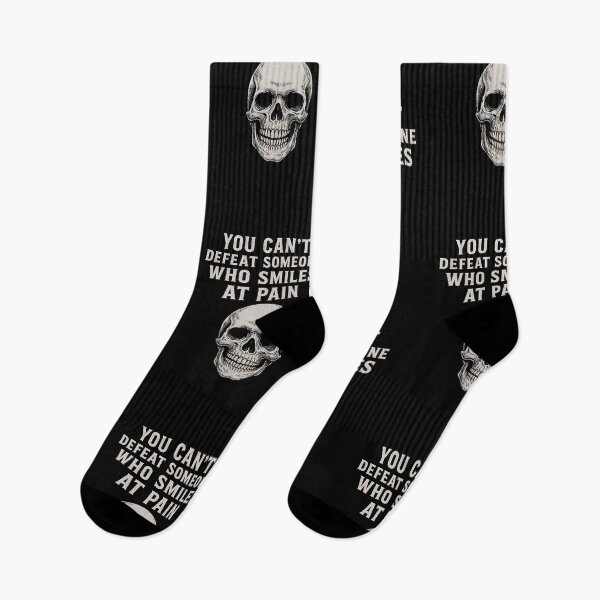 Item preview, Fearless Skull Quote Design - You Can't Defeat Someone Who Smiles at Pain designed and sold by Weorus.