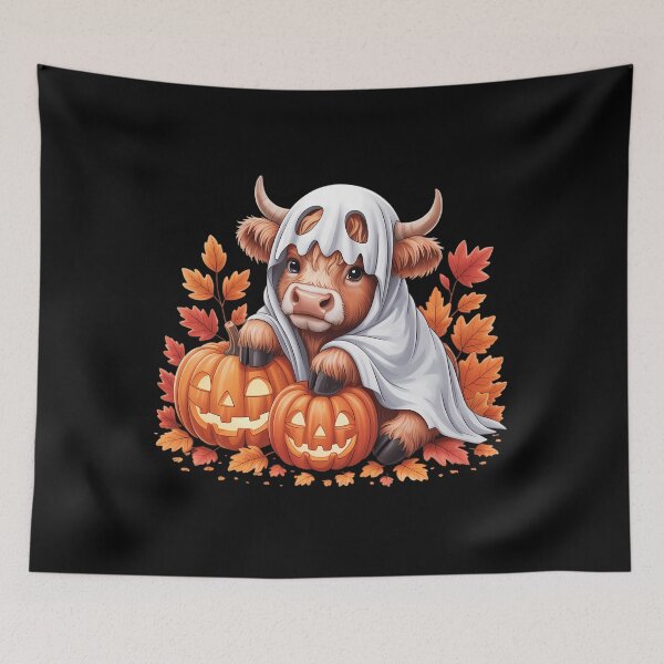 Item preview, Halloween Highland Cow Ghost Spooky Pumpkin Hello Fall designed and sold by Sunset4Bones.