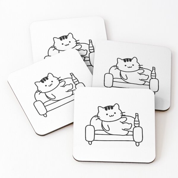 Item preview, Relaxed Cat with Wine Bottle – Funny Cat on Sofa designed and sold by PinFlick.
