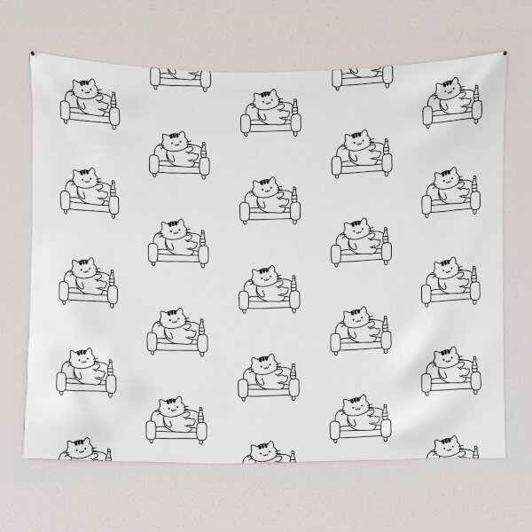 Item preview, Relaxed Cat with Wine Bottle – Funny Cat on Sofa designed and sold by PinFlick.