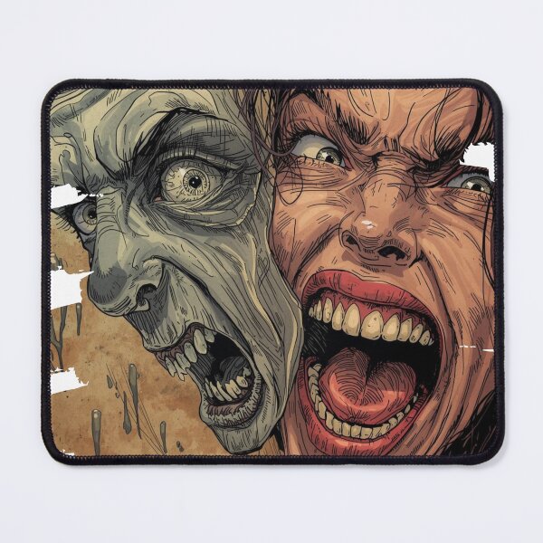 Item preview, Two Faces, One Demon — Split Mask Scream (Psych Horror Comic Art) designed and sold by Feel It All Club.