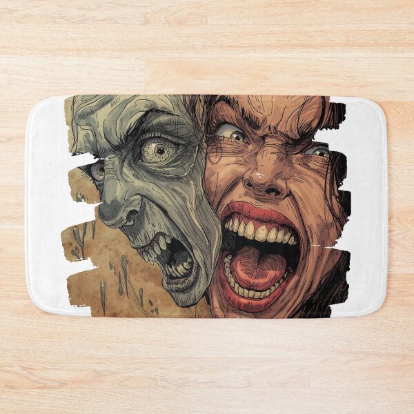 Item preview, Two Faces, One Demon — Split Mask Scream (Psych Horror Comic Art) designed and sold by Feel It All Club.