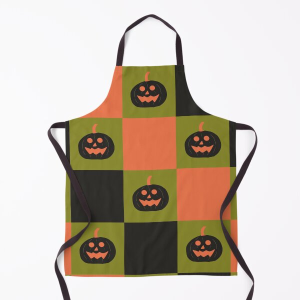 Item preview, Spooky Halloween Pumpkin Checkerboard Tangerine Orange Olive Green Black designed and sold by MoorePatterns.