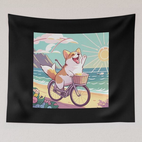 Item preview, Kawaii Corgi On A Coastal Adventure Bicycle Ride designed and sold by ClothingBarbPa.