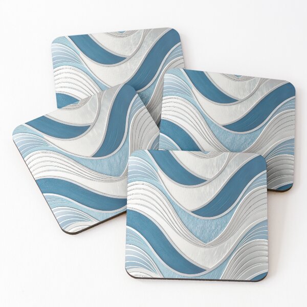 Item preview, Dynamic Blue and Silver Wavy Abstract Pattern designed and sold by RGShirtWorks.