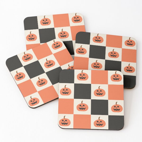 Item preview, Spooky Halloween Pumpkin Checkerboard Midnight Black Cream Tangerine Orange designed and sold by MoorePatterns.