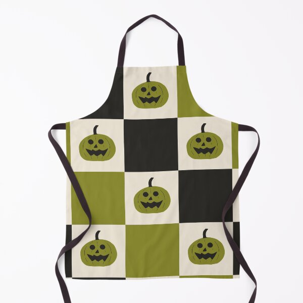 Item preview, Spooky Halloween Pumpkin Checkerboard Midnight Black Cream Olive Green designed and sold by MoorePatterns.