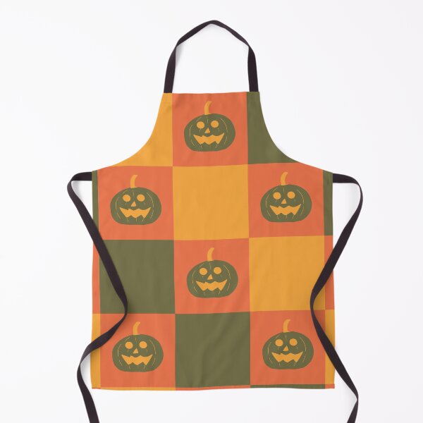 Item preview, Spooky Halloween Pumpkin Checkerboard Bright Orange Tangerine Khaki Green designed and sold by MoorePatterns.