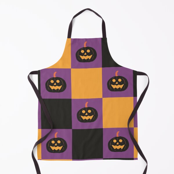 Item preview, Spooky Halloween Pumpkin Checkerboard Bright Orange Plum Purple Black designed and sold by MoorePatterns.