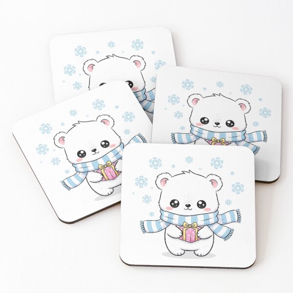 Item preview, Cute Kawaii Winter Polar Bear with Gift designed and sold by istoriadesign.