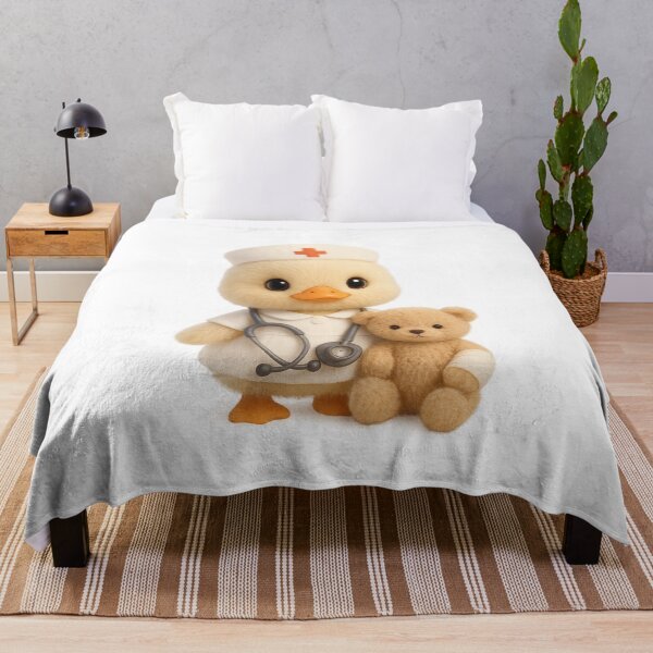 Item preview, Cute Nurse Duck with Teddy Bear | Kawaii Cottagecore Art designed and sold by Moons Studio.
