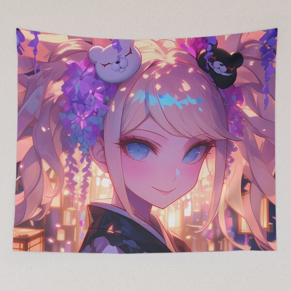 Item preview, Junko Enoshima Danganronpa Anime Girl Under Wisteria Festival Lights designed and sold by earlobejerk.