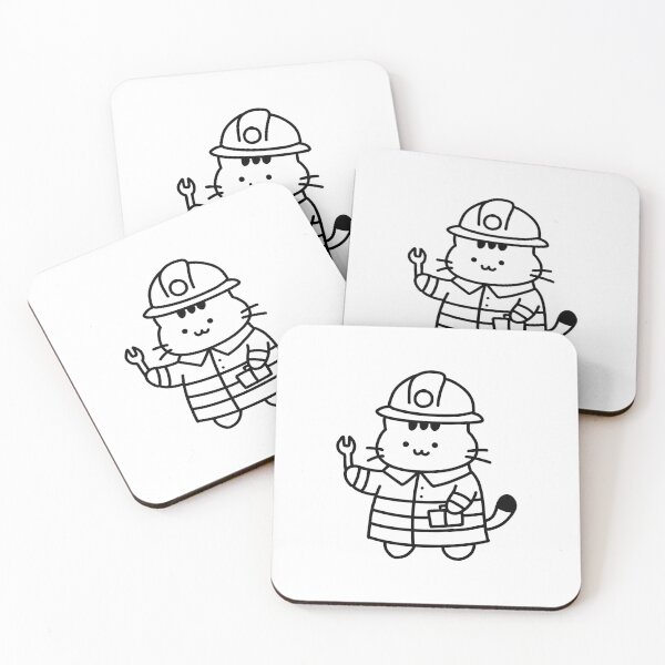 Item preview, Construction Cat – Cute Cat in Hard Hat with Spanner designed and sold by PinFlick.