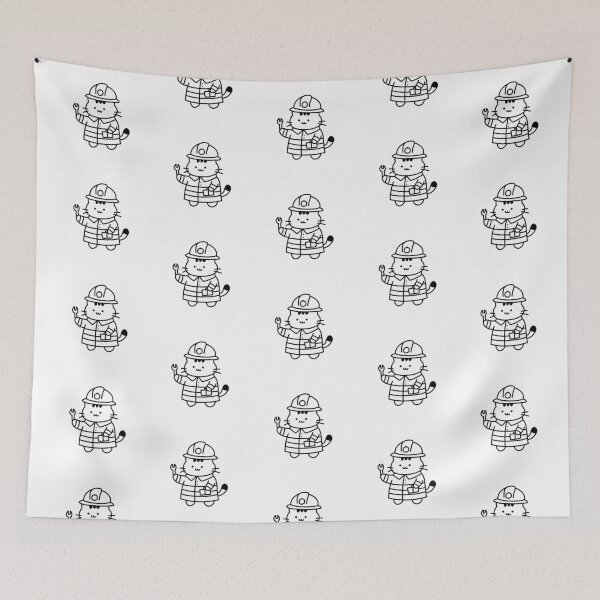 Item preview, Construction Cat – Cute Cat in Hard Hat with Spanner designed and sold by PinFlick.