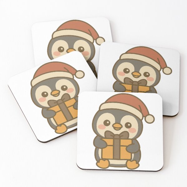 Item preview, Cute Christmas Penguin Holding Gift Box Illustration designed and sold by ImagineCorner.