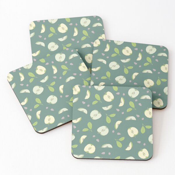 Item preview, Halves of apples on a green background designed and sold by Lenamakina.