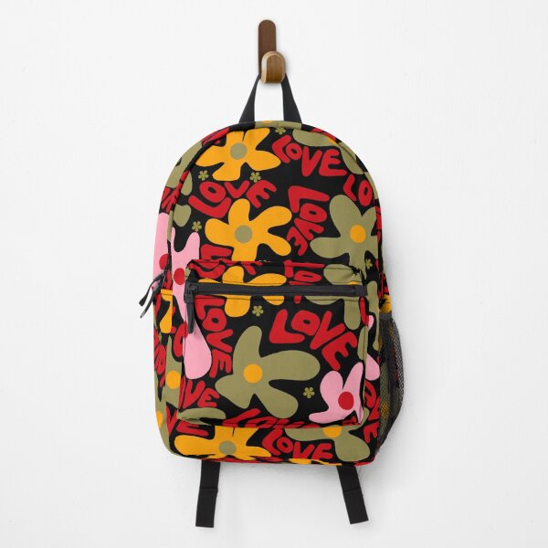 Item preview, Warm Retro Floral LOVE Pattern – Bold Autumn Colors & Groovy Flower Design designed and sold by Clara Fruggeri.