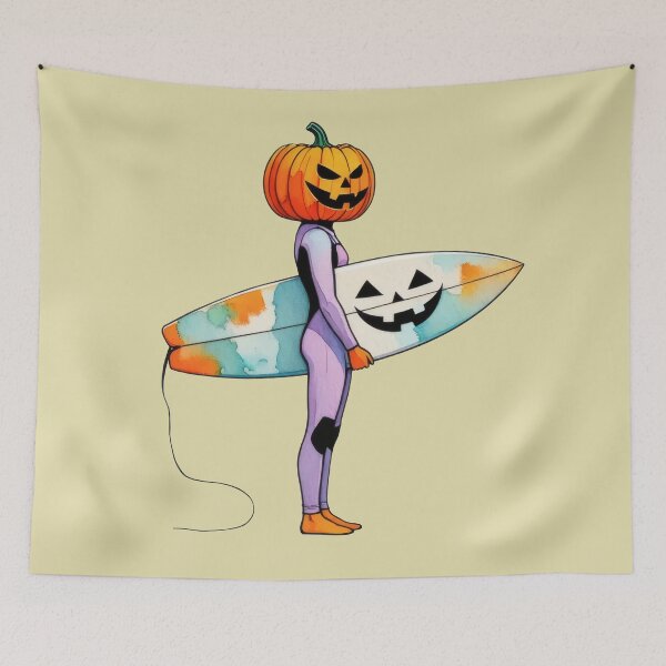 Item preview, Pumpkin Surfer – Halloween Beach Vibes designed and sold by Ombrya.