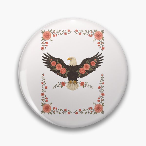 Item preview, Floral Eagle Wall Art – Boho Bald Eagle with Flowers Rustic Patriotic Folk Art Print designed and sold by FestivityFinds.