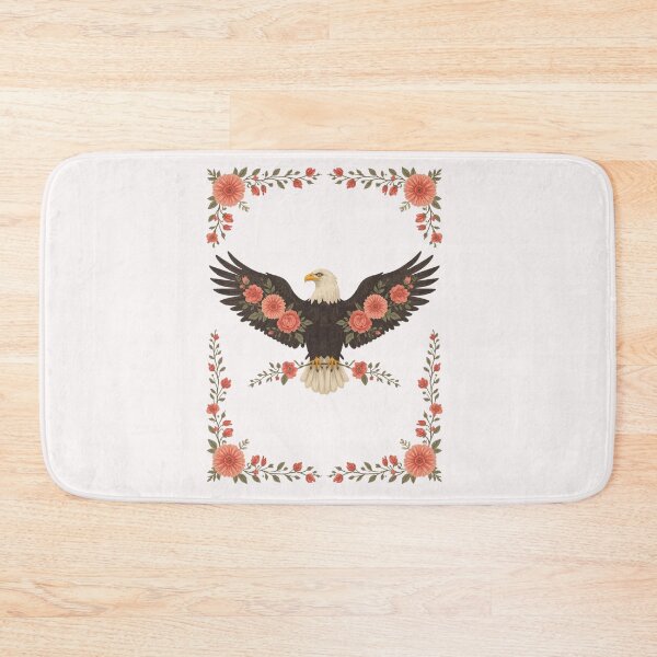 Item preview, Floral Eagle Wall Art – Boho Bald Eagle with Flowers Rustic Patriotic Folk Art Print designed and sold by FestivityFinds.
