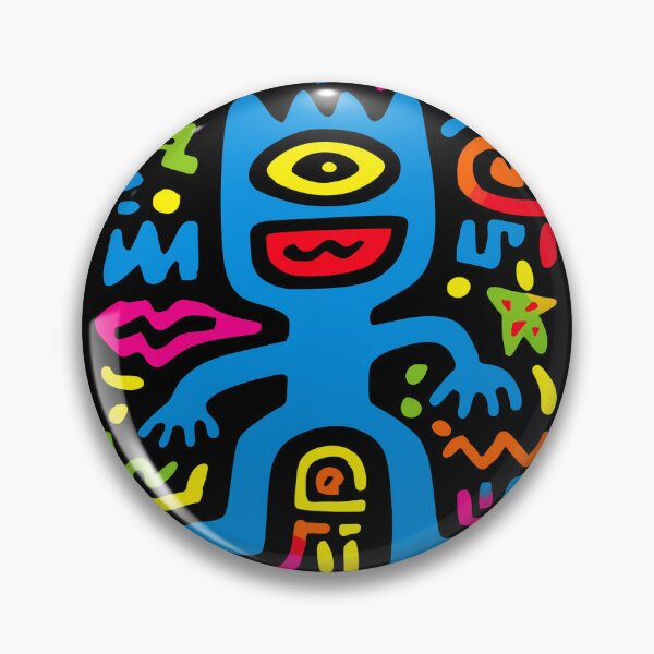 Artikelvorschau, Blauer Funky Neon Alien – Schrulliger einäugiger Pop-Art-Charakter entworfen und verkauft von Moisky Patterns.