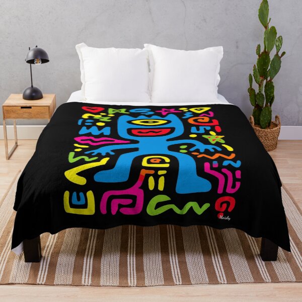Item preview, Blue Funky Neon Alien – Quirky One-Eyed Pop Art Character designed and sold by Moisky Patterns.