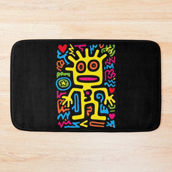 Item preview, Yellow Funky Neon Alien – Quirky Pop Art Character with Symbols designed and sold by Moisky Patterns.