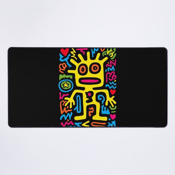 Item preview, Yellow Funky Neon Alien – Quirky Pop Art Character with Symbols designed and sold by Moisky Patterns.