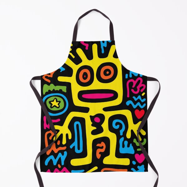 Item preview, Yellow Funky Neon Alien – Quirky Pop Art Character with Symbols designed and sold by Moisky Patterns.