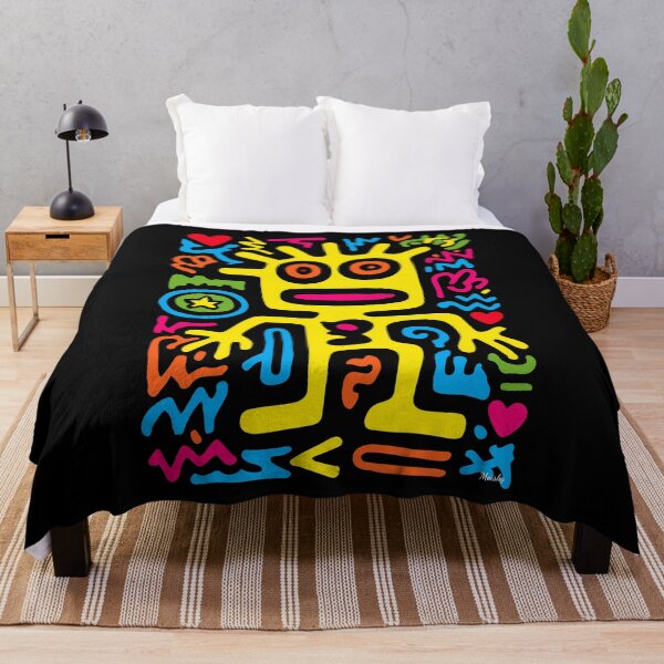 Item preview, Yellow Funky Neon Alien – Quirky Pop Art Character with Symbols designed and sold by Moisky Patterns.